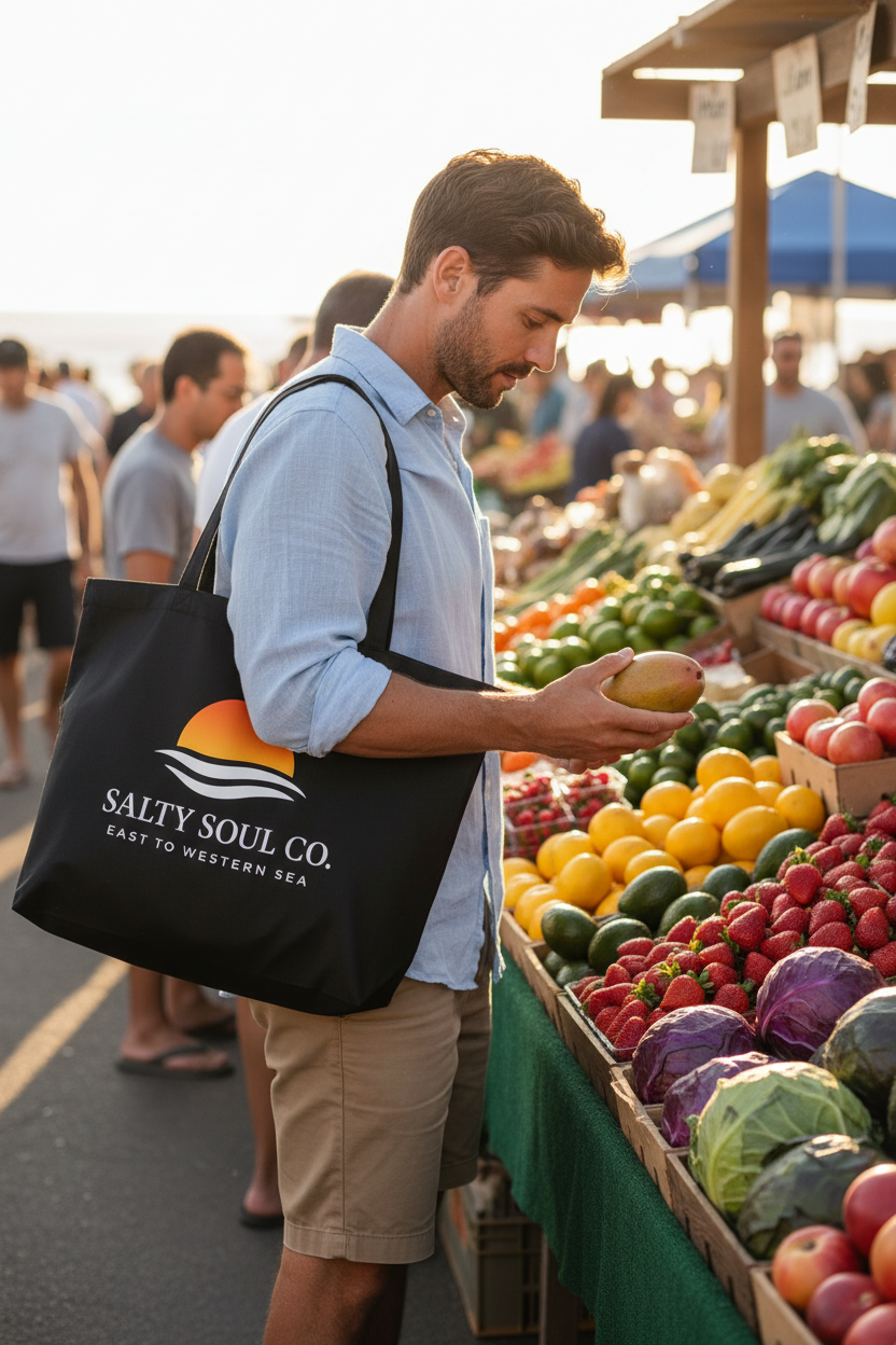Large Organic Cotton Tote — Gradient Sun