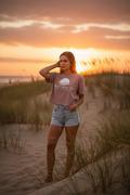 Women’s Coastal Crop Top – Driftwood Rose