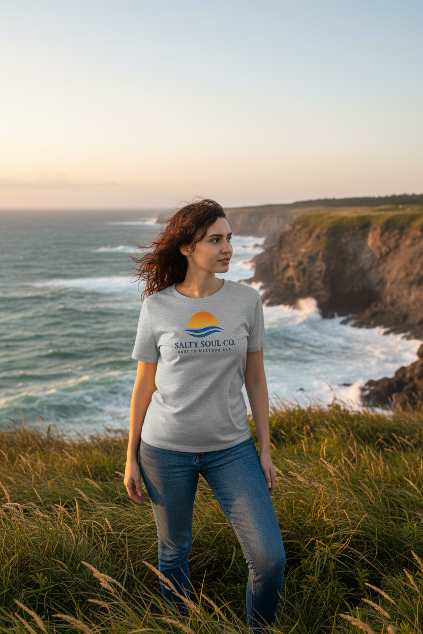 ECO Women’s Ribbed Neck T-Shirt – Heather Grey