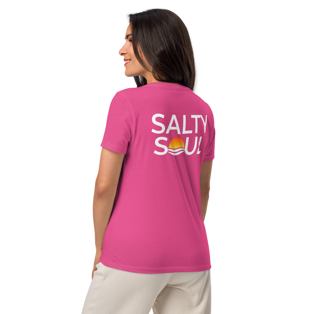 Salty Soul Women’s Relaxed V-Neck Tee – Summer Berry