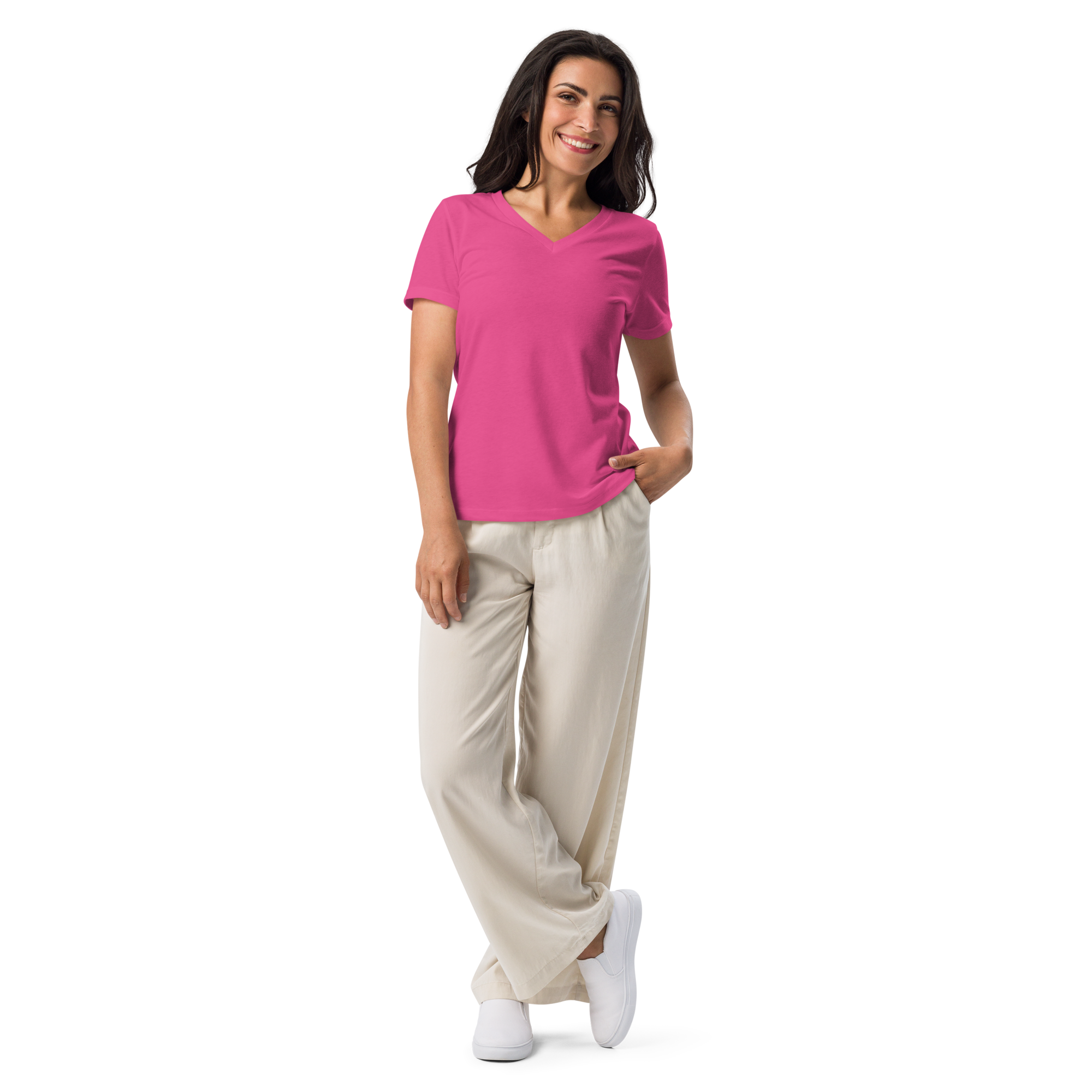 Salty Soul Women’s Relaxed V-Neck Tee – Summer Berry