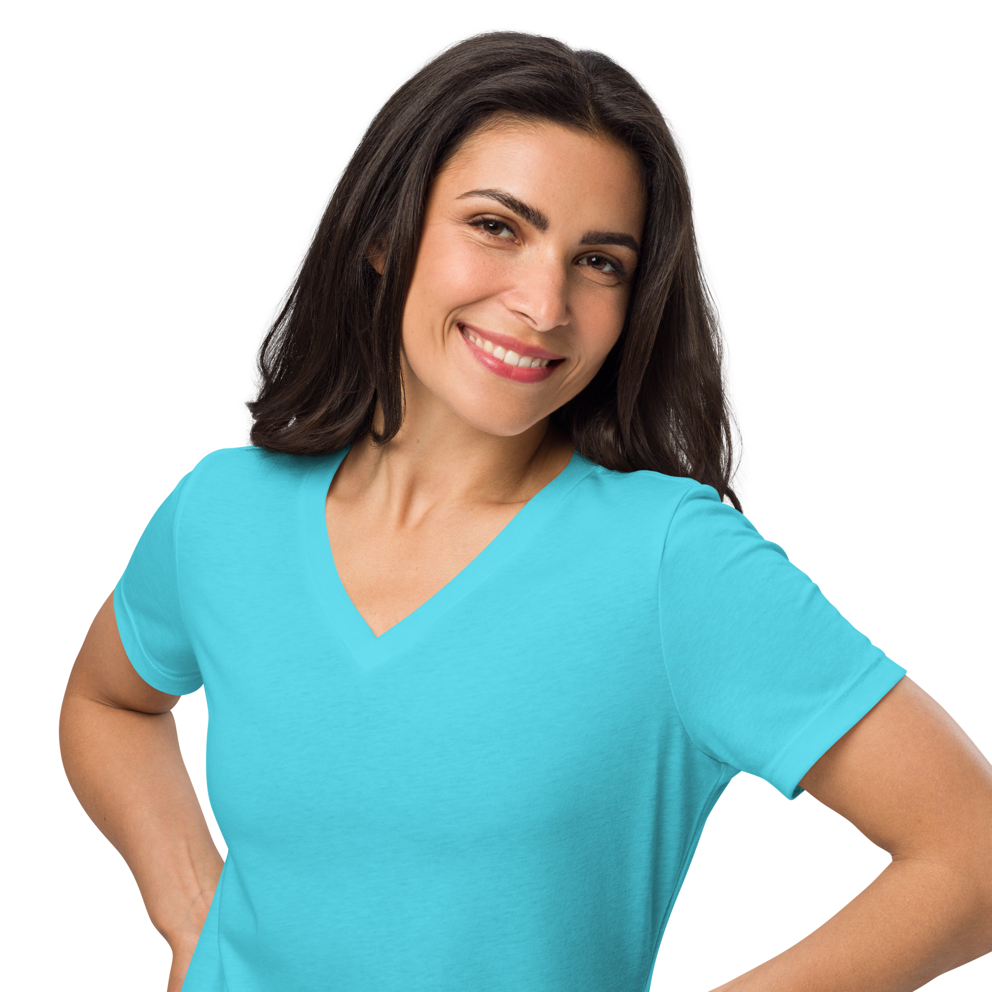 Salty Soul Women’s Relaxed V-Neck Tee – Turquoise