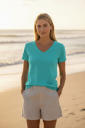 Salty Soul Women’s Relaxed V-Neck Tee – Turquoise